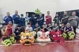 Ketua KONI Kuningan berfoto bersama usai Monev Cabor Wushu dan Barongsai.